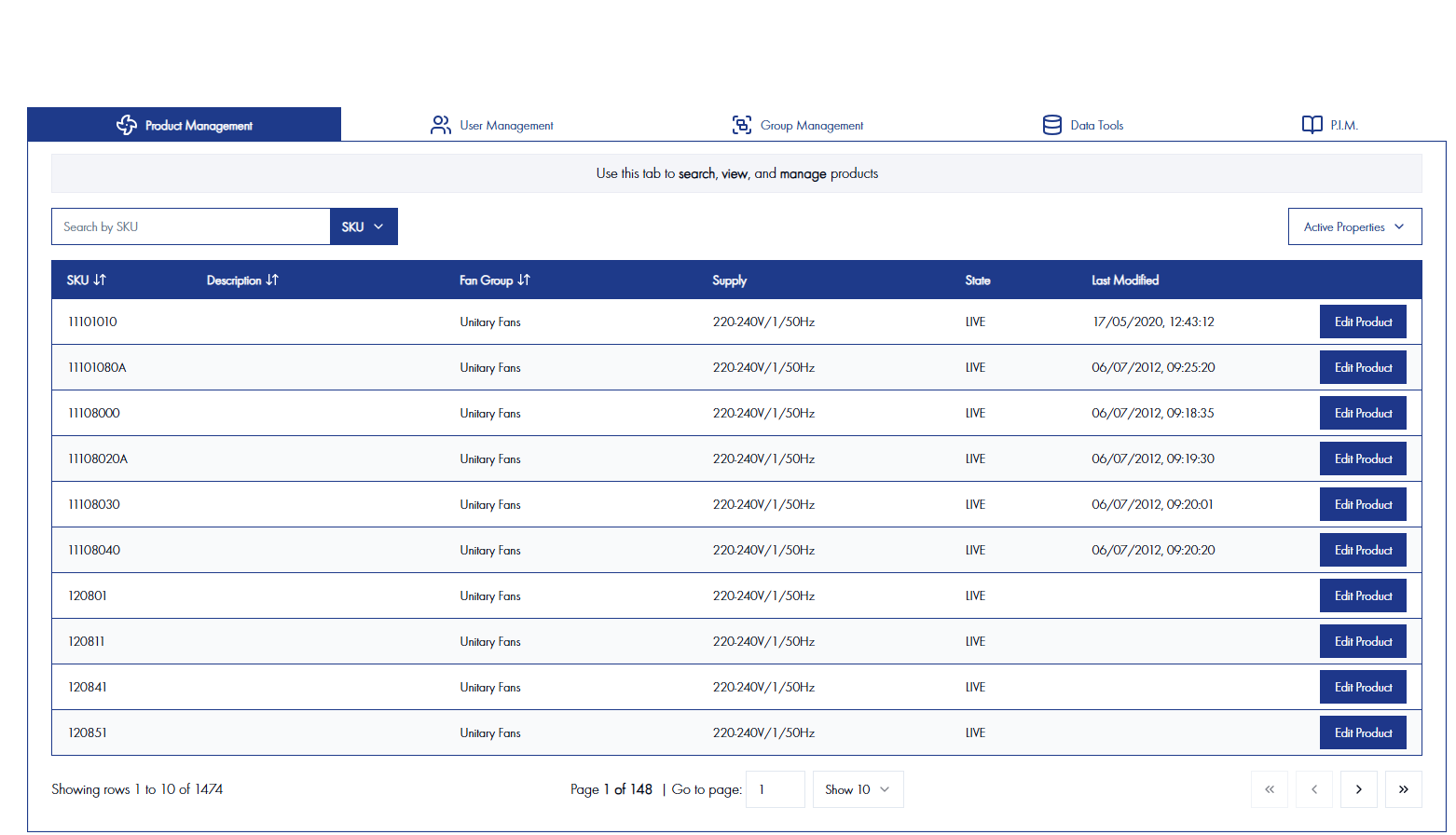 Dedicated PIM and Data Editor System project screen 1
